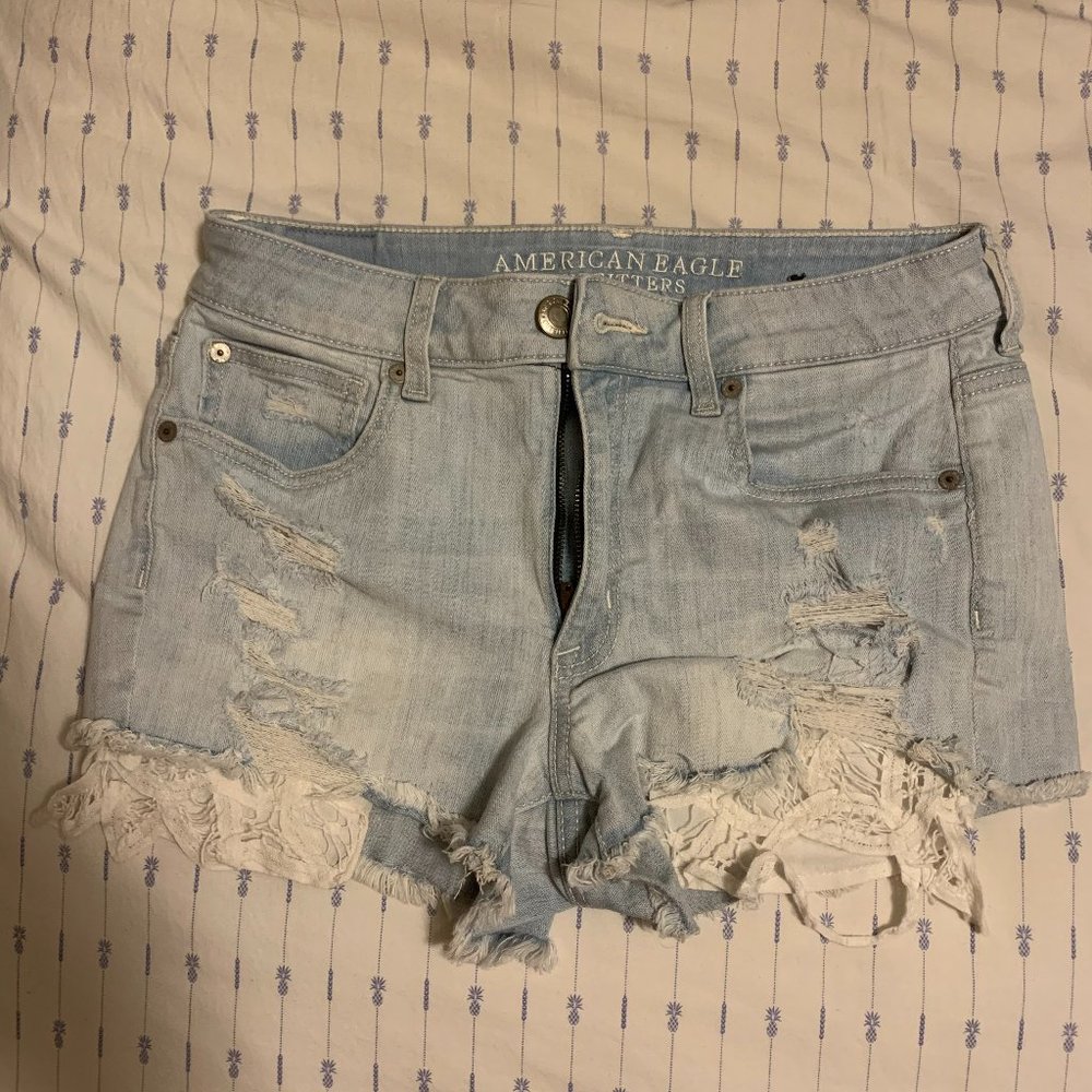 AE Light Wash Denim Shorts